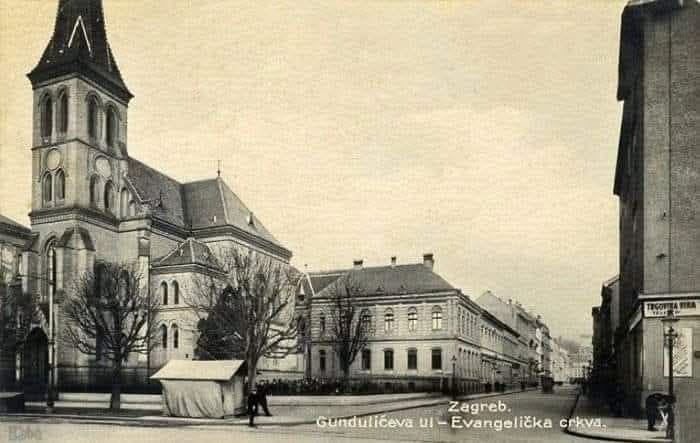 Gundulićeva ulica 1910 godine. Evangelička crkva